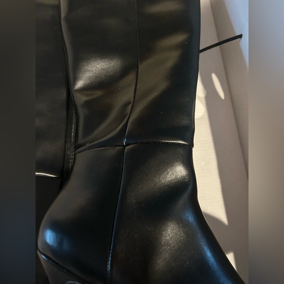Anne Klein Black Knee-High Leather Boots - Women's Fashion Boots - Picture 5 of 8